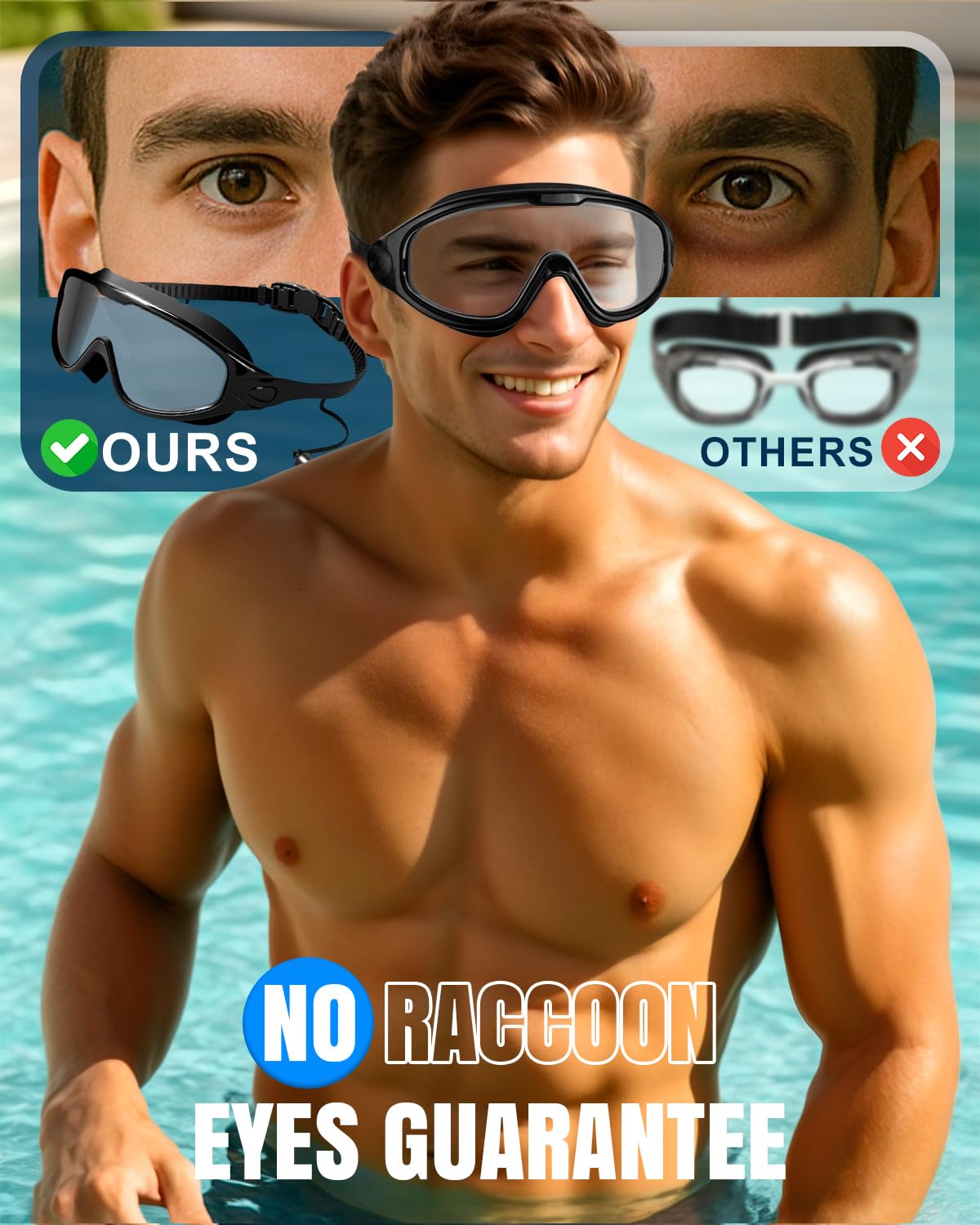 Swim Goggles 2 Pack, Wide View Anti Fog&UV Swimming Goggles for Audlt, No Leaking Swim Glasses for Men Women Kids