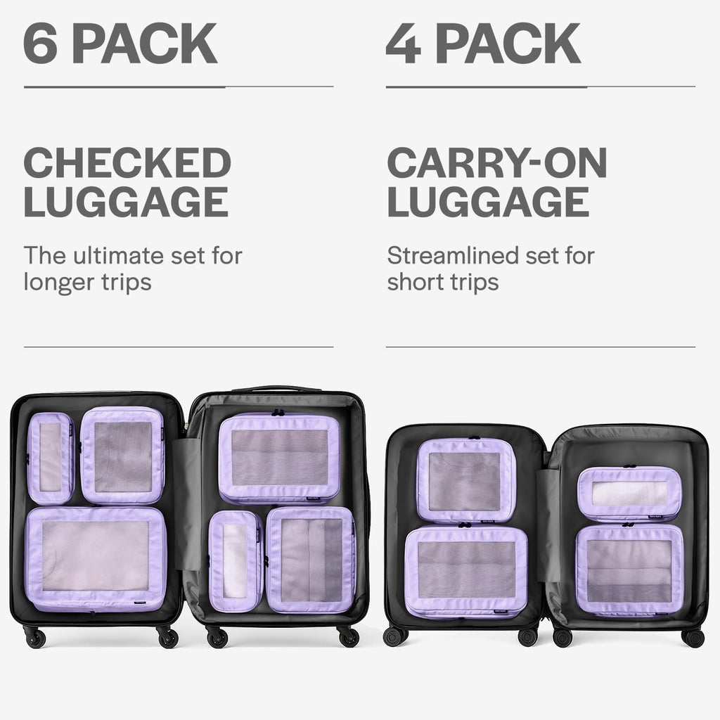 Aerotrunk Compression Packing Cubes for Travel - Luggage Organizer Bags - Double Zipper Packing Cubes for Suitcases (6-Pack, Dark Blue)