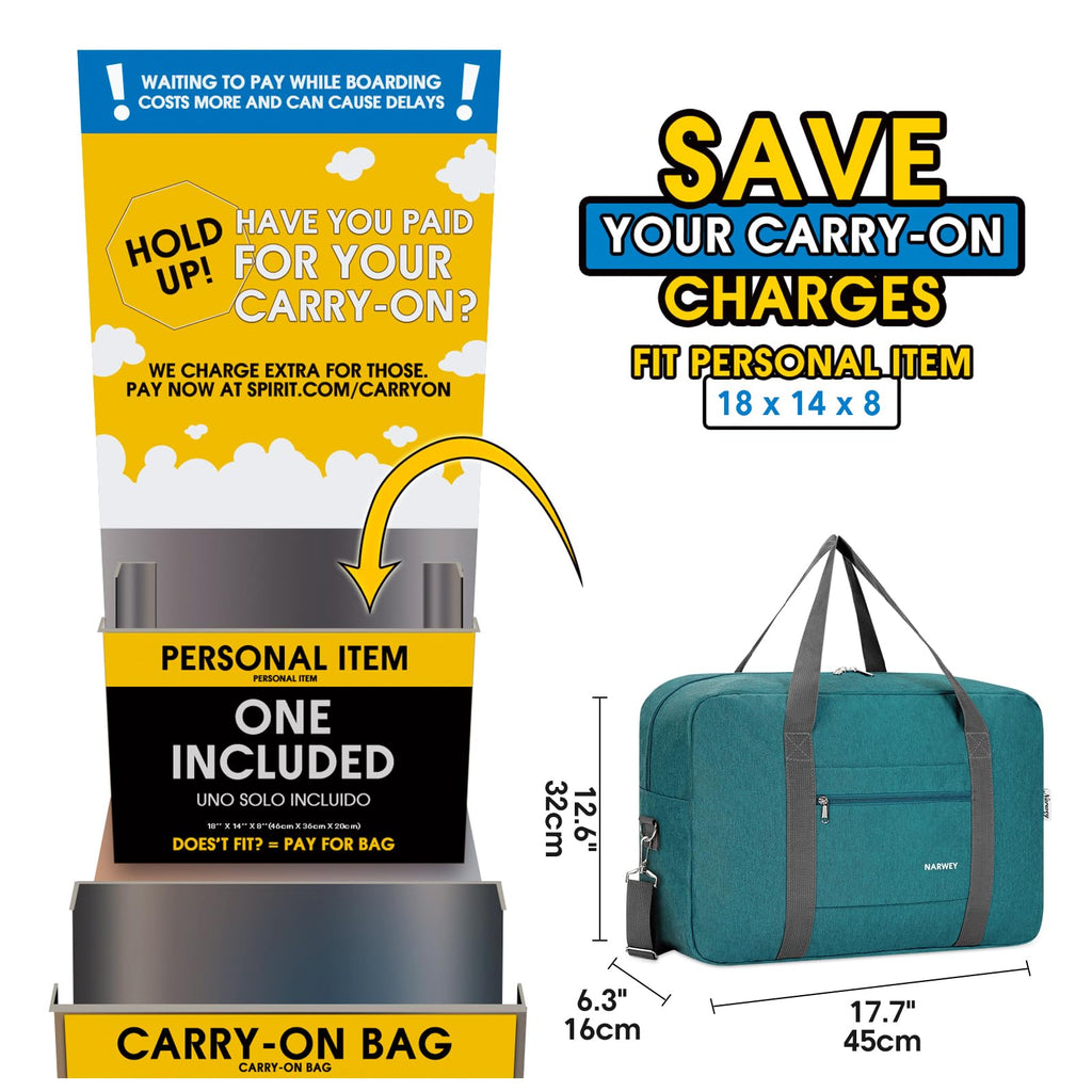 For Spirit Airlines Personal Item Bag Foldable Travel Duffel Bag Tote Carry on Luggage Duffle Overnight for Women and Men
