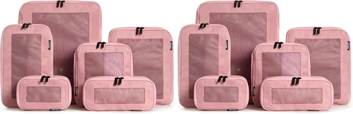 Aerotrunk Compression Packing Cubes for Travel - Luggage Organizer Bags - Double Zipper Packing Cubes for Suitcases (6-Pack, Dark Blue)