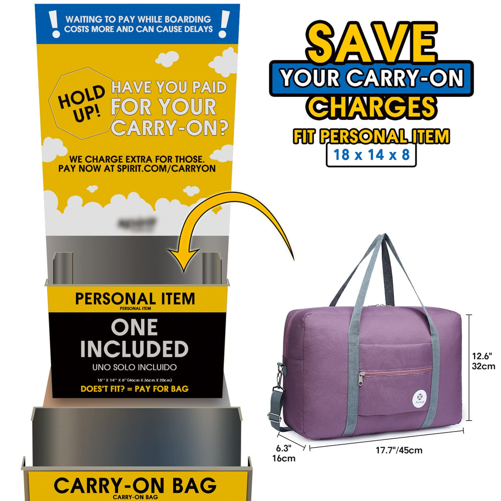 For Spirit Airlines Personal Item Bag Foldable Travel Duffel Bag Tote Carry on Luggage Duffle Overnight for Women and Men
