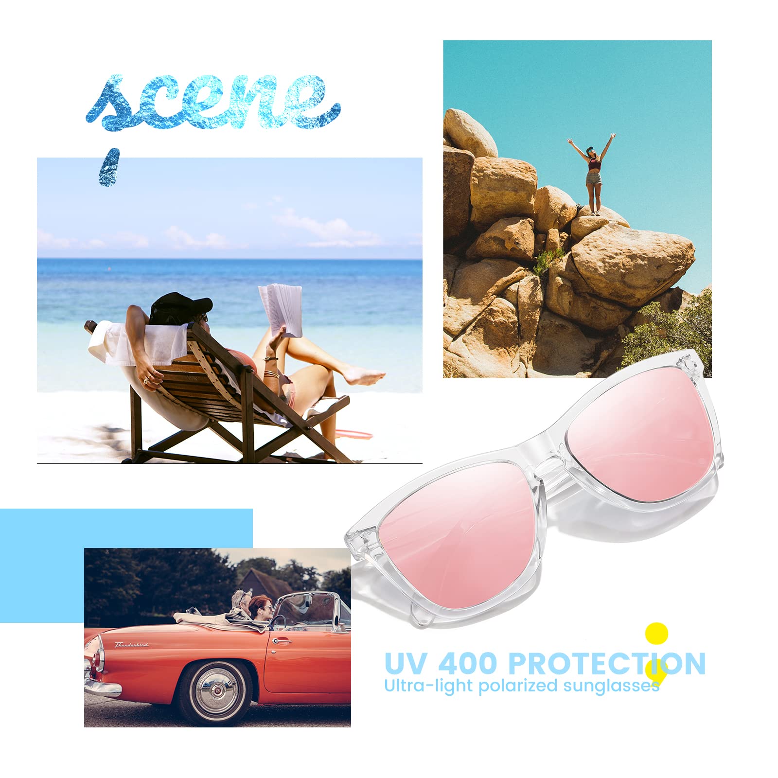 Sunglasses Womens Polarized Sunglasses for Mens Womens Retro Mirror Lens for Driving Fishing UV400 Protection