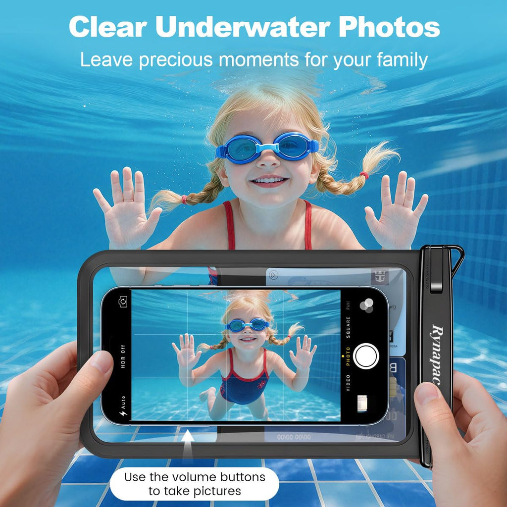 Rynapac Large Waterproof Phone Pouch [Up to 10"] - 2 Pack IPX8 Waterproof Phone Case for iPhone 17 16 15 Pro Max Galaxy S26 Ultra, Touchscreen & Underwater Photography, Beach Cruise Essentials 2026