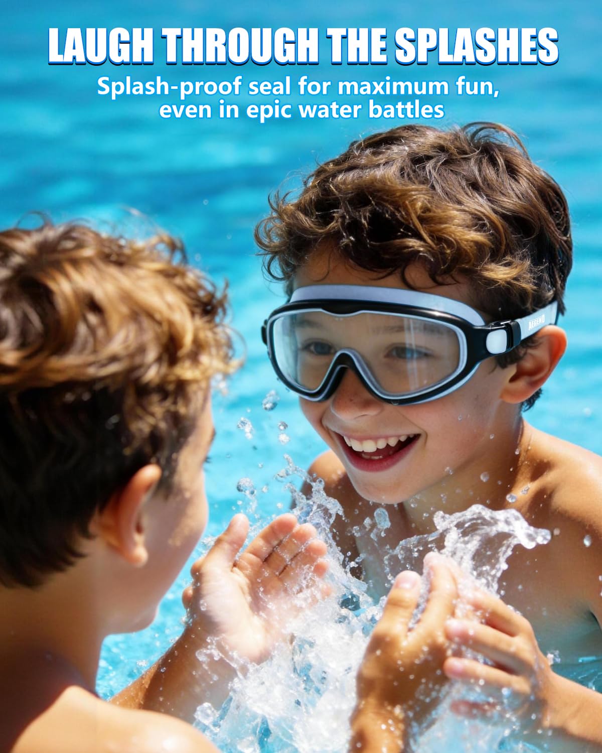 Aegend Swim Goggles for Kids Youth 3-14 - 2 Pack Wide Frame Anti-Fog Anti-UV Clear Vision Goggles for Swimming