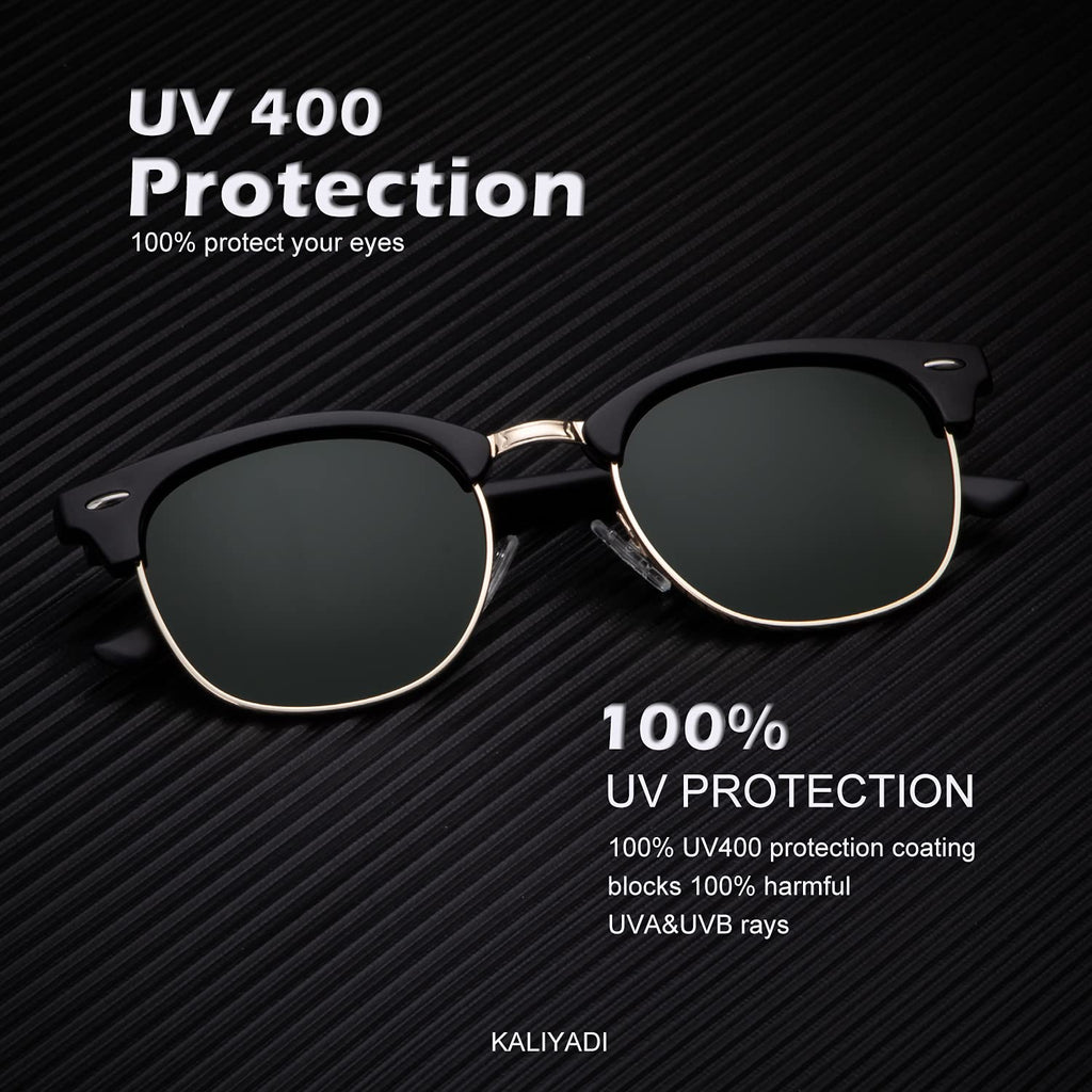 KALIYADI Polarized Sunglasses for Men and Women Semi-Rimless Frame Driving Sun glasses UV Blocking