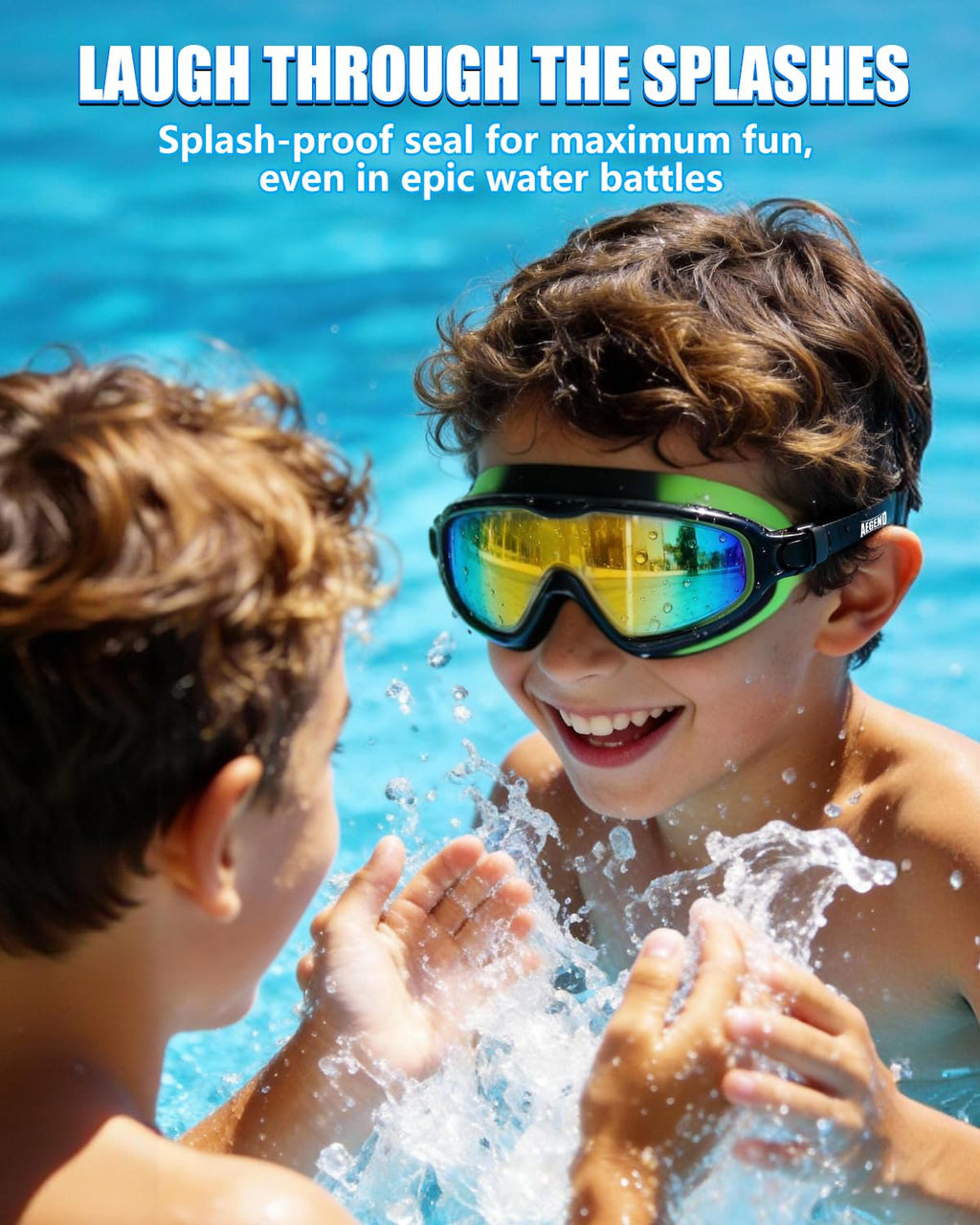Aegend Swim Goggles for Kids Youth 3-14 - 2 Pack Wide Frame Anti-Fog Anti-UV Clear Vision Goggles for Swimming