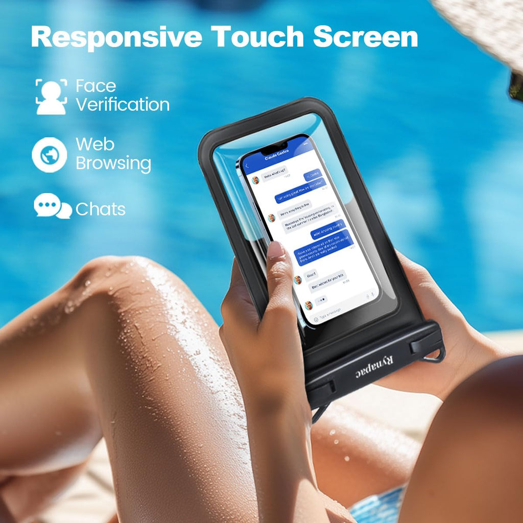 Rynapac Large Waterproof Phone Pouch [Up to 10"] - 2 Pack IPX8 Waterproof Phone Case for iPhone 17 16 15 Pro Max Galaxy S26 Ultra, Touchscreen & Underwater Photography, Beach Cruise Essentials 2026
