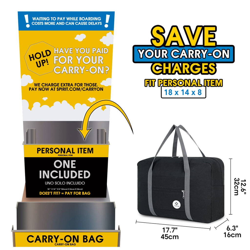 For Spirit Airlines Personal Item Bag Foldable Travel Duffel Bag Tote Carry on Luggage Duffle Overnight for Women and Men