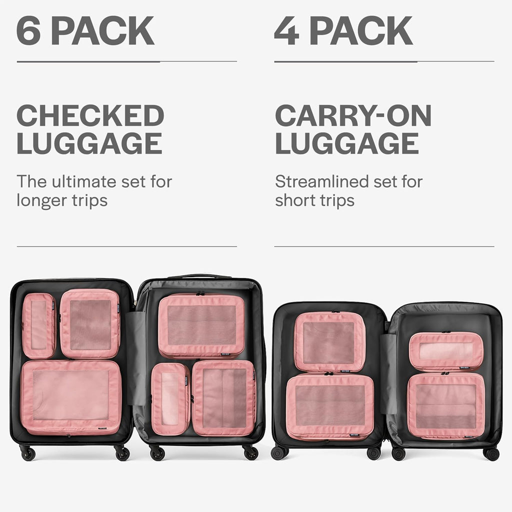 Aerotrunk Compression Packing Cubes for Travel - Luggage Organizer Bags - Double Zipper Packing Cubes for Suitcases (6-Pack, Dark Blue)
