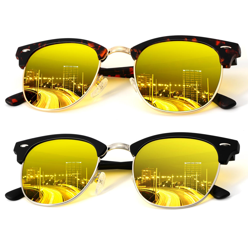 KALIYADI Polarized Sunglasses for Men and Women Semi-Rimless Frame Driving Sun glasses UV Blocking