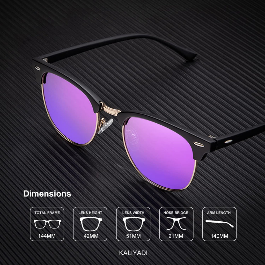 KALIYADI Polarized Sunglasses for Men and Women Semi-Rimless Frame Driving Sun glasses UV Blocking