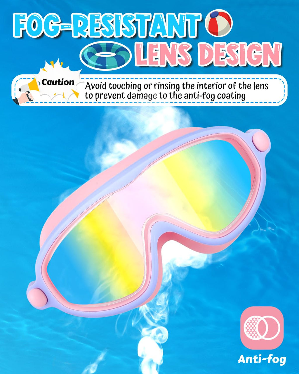 Swim Goggles 2 Pack, Wide View Anti Fog&UV Swimming Goggles for Audlt, No Leaking Swim Glasses for Men Women Kids