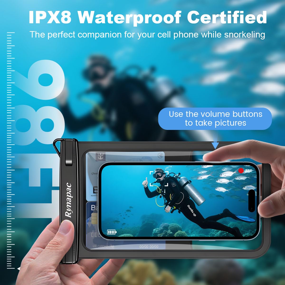 Rynapac Large Waterproof Phone Pouch [Up to 10"] - 2 Pack IPX8 Waterproof Phone Case for iPhone 17 16 15 Pro Max Galaxy S26 Ultra, Touchscreen & Underwater Photography, Beach Cruise Essentials 2026