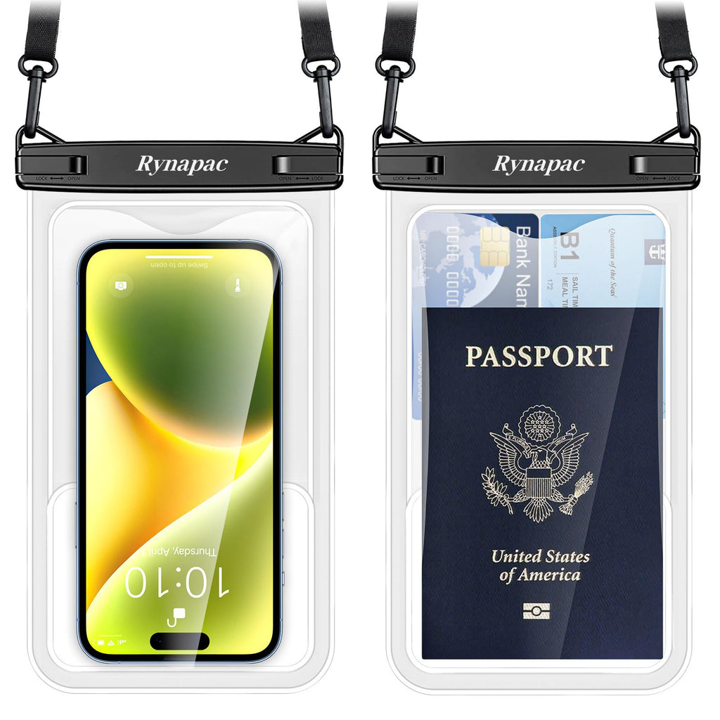 Rynapac Large Waterproof Phone Pouch [Up to 10"] - 2 Pack IPX8 Waterproof Phone Case for iPhone 17 16 15 Pro Max Galaxy S26 Ultra, Touchscreen & Underwater Photography, Beach Cruise Essentials 2026