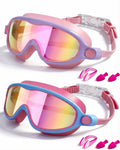 Swim Goggles 2 Pack, Wide View Anti Fog&UV Swimming Goggles for Audlt, No Leaking Swim Glasses for Men Women Kids