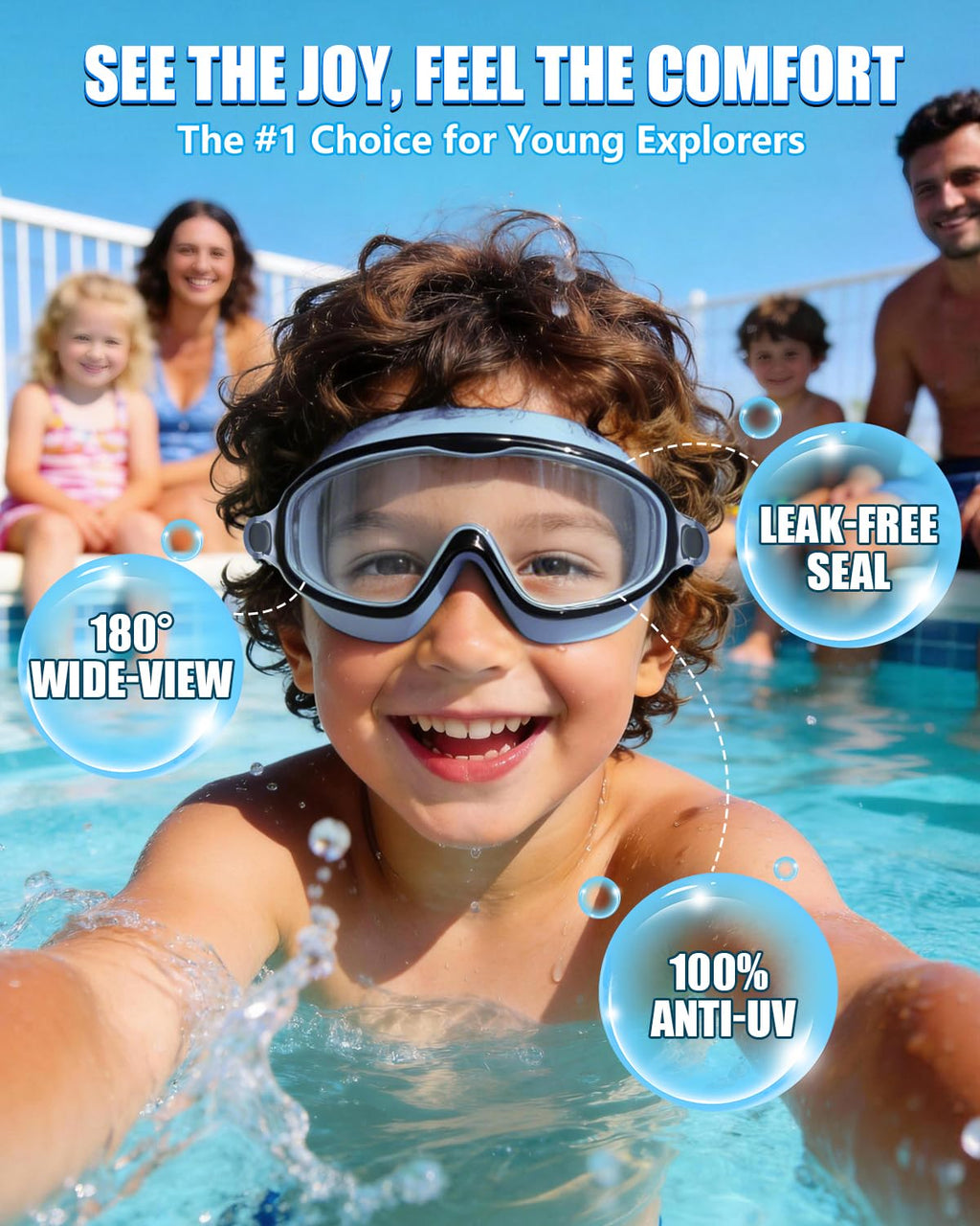 Aegend Swim Goggles for Kids Youth 3-14 - 2 Pack Wide Frame Anti-Fog Anti-UV Clear Vision Goggles for Swimming
