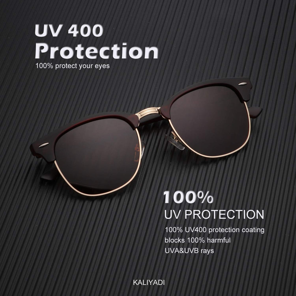 KALIYADI Polarized Sunglasses for Men and Women Semi-Rimless Frame Driving Sun glasses UV Blocking