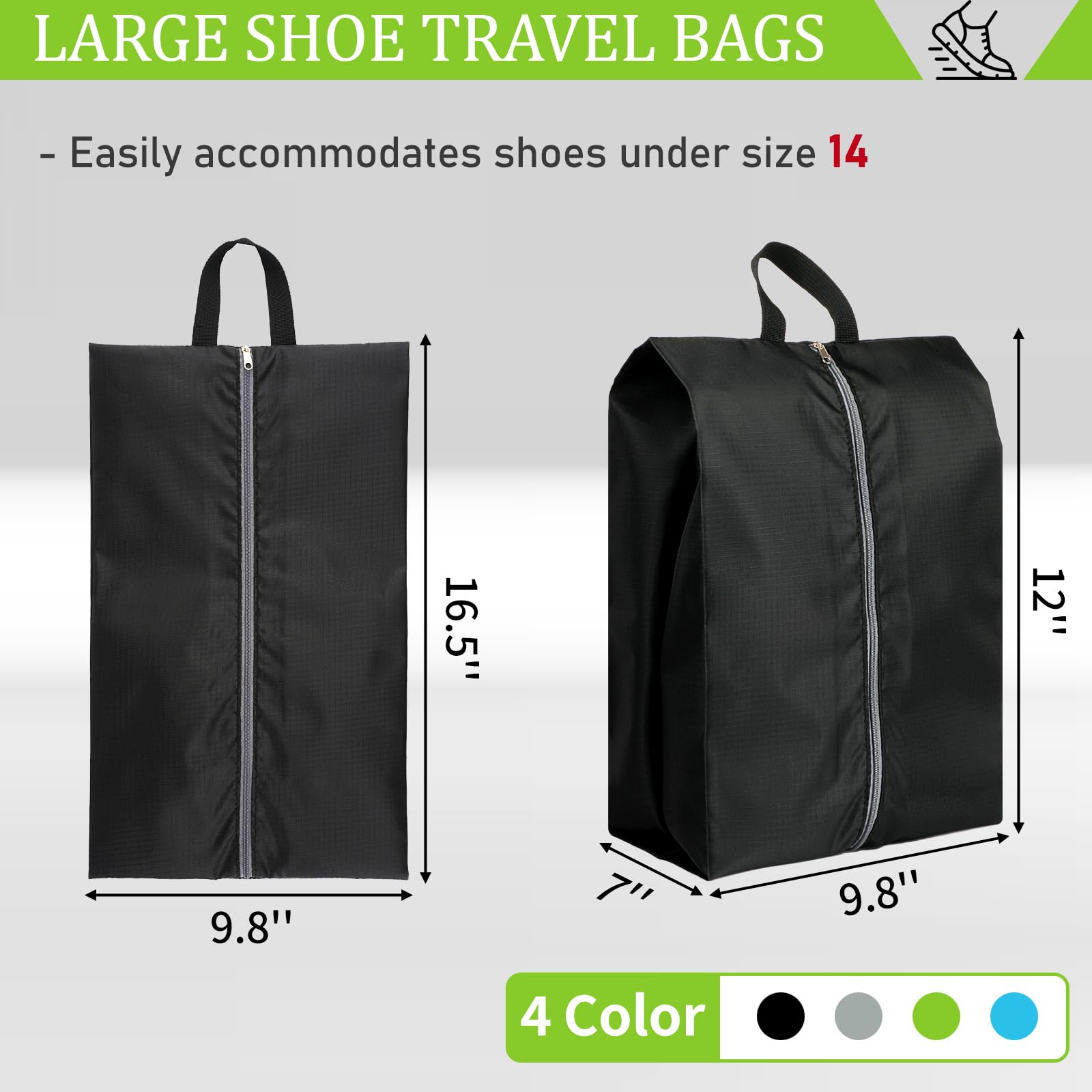 Shoe Bags for Travel, Set of 4 Pack Shoe Travel Bags for Packing, Large Waterproof Portable Travel Shoe Bag with Zipper Travel Essentials Women for and Men