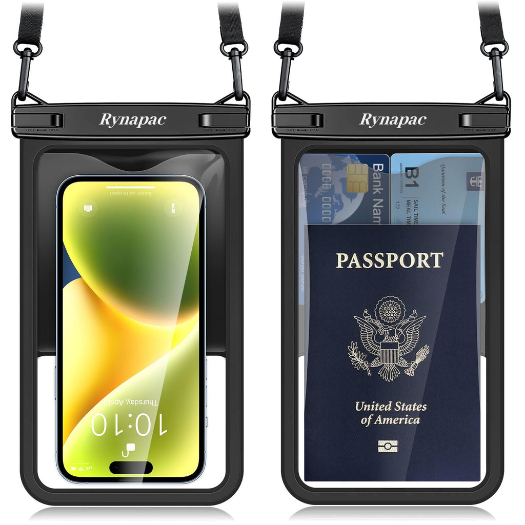 Rynapac Large Waterproof Phone Pouch [Up to 10"] - 2 Pack IPX8 Waterproof Phone Case for iPhone 17 16 15 Pro Max Galaxy S26 Ultra, Touchscreen & Underwater Photography, Beach Cruise Essentials 2026