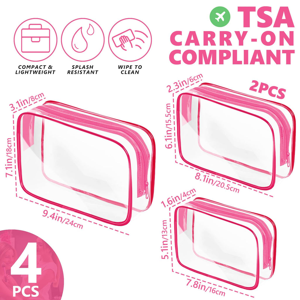 AURUZA Clear Makeup Bag,Portable Travel Toiletry Bags with Zipper, TSA Approved Clear Organizer Bags, PVC Cosmetic Pouch for Airport Airline Compliant