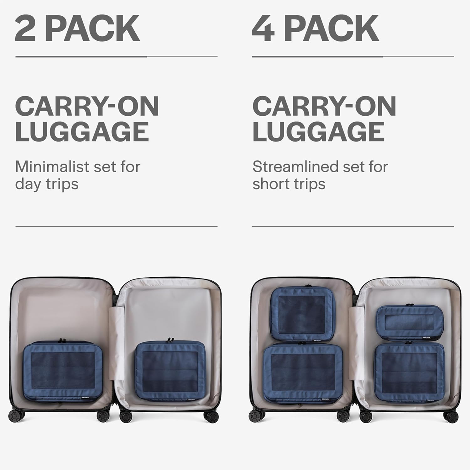 Aerotrunk Compression Packing Cubes for Travel - Luggage Organizer Bags - Double Zipper Packing Cubes for Suitcases (6-Pack, Dark Blue)