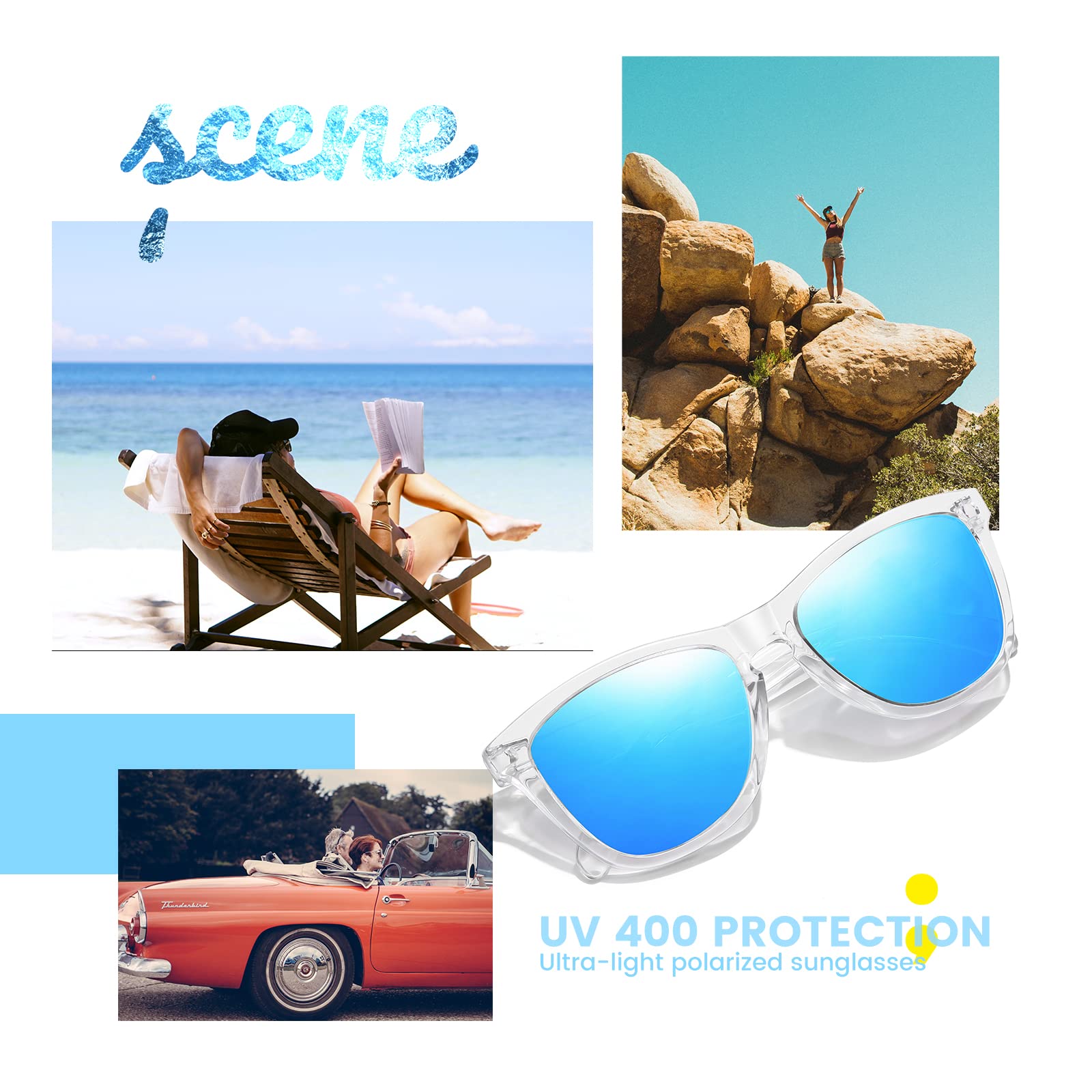 Sunglasses Womens Polarized Sunglasses for Mens Womens Retro Mirror Lens for Driving Fishing UV400 Protection