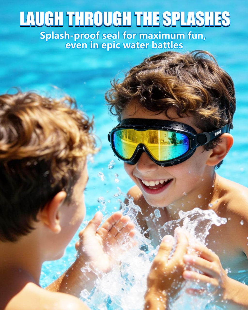 Aegend Swim Goggles for Kids Youth 3-14 - 2 Pack Wide Frame Anti-Fog Anti-UV Clear Vision Goggles for Swimming
