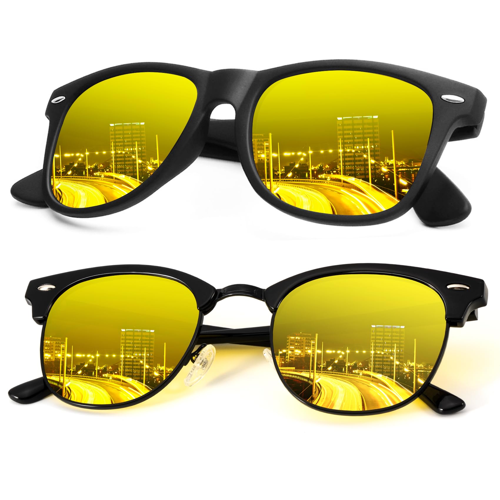 KALIYADI Polarized Sunglasses for Men and Women Semi-Rimless Frame Driving Sun glasses UV Blocking