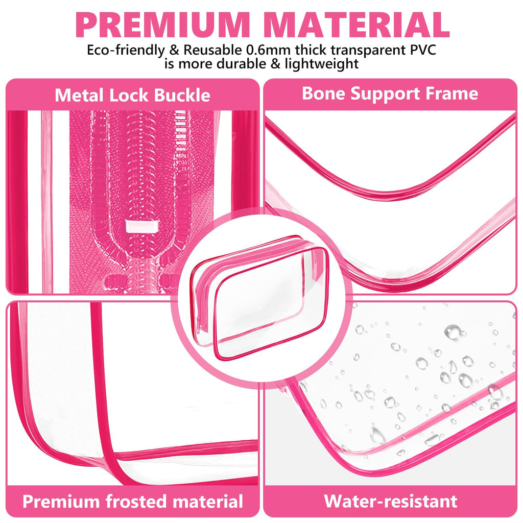 AURUZA Clear Makeup Bag,Portable Travel Toiletry Bags with Zipper, TSA Approved Clear Organizer Bags, PVC Cosmetic Pouch for Airport Airline Compliant