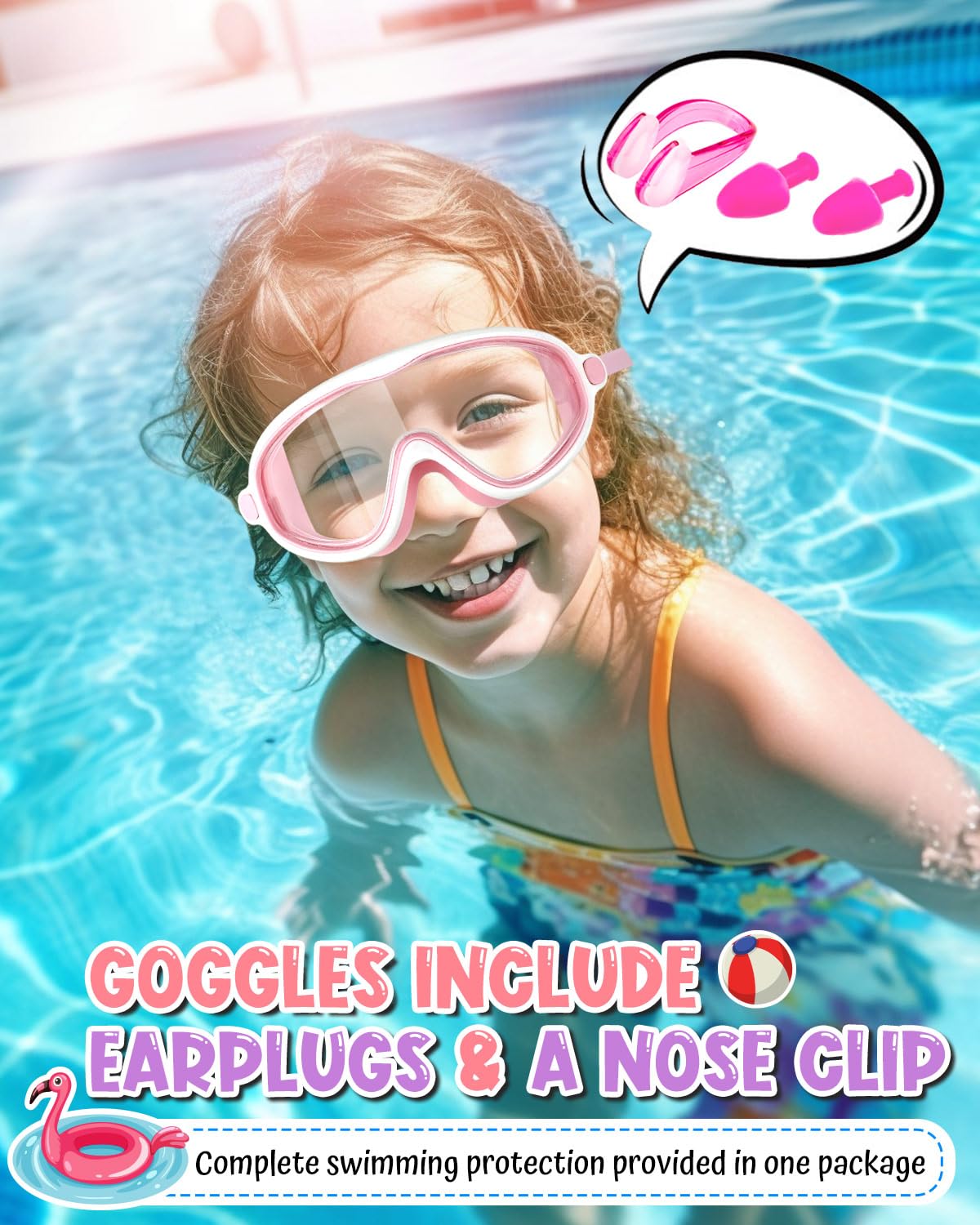 Swim Goggles 2 Pack, Wide View Anti Fog&UV Swimming Goggles for Audlt, No Leaking Swim Glasses for Men Women Kids