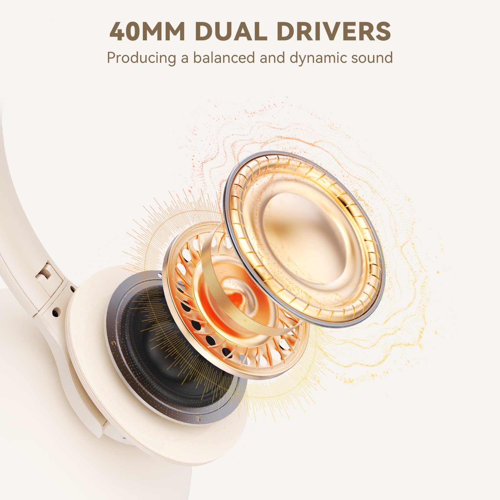 KVIDIO Bluetooth Headphones Over Ear, 65 Hours Playtime Wireless Headphones with Microphone, Foldable Lightweight Headset with Deep Bass, HiFi Stereo Sound Low Latency for Travel Work Cellphone
