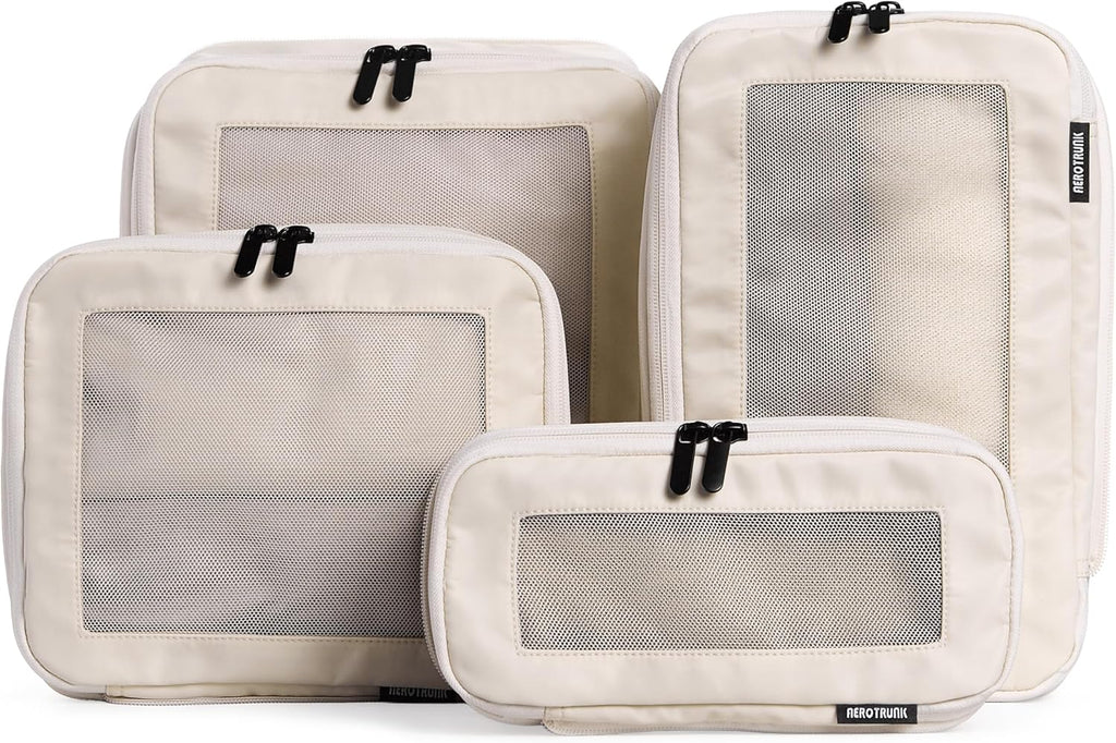 Aerotrunk Compression Packing Cubes for Travel - Luggage Organizer Bags - Double Zipper Packing Cubes for Suitcases (6-Pack, Dark Blue)