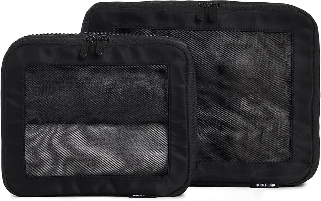 Aerotrunk Compression Packing Cubes for Travel - Luggage Organizer Bags - Double Zipper Packing Cubes for Suitcases (6-Pack, Dark Blue)
