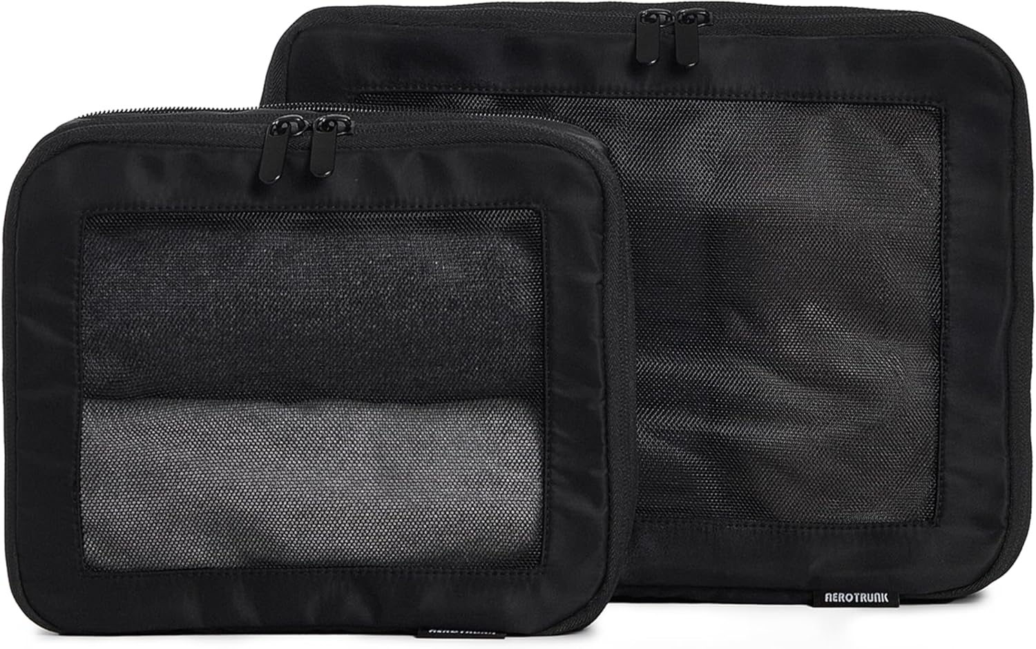 Aerotrunk Compression Packing Cubes for Travel - Luggage Organizer Bags - Double Zipper Packing Cubes for Suitcases (6-Pack, Dark Blue)