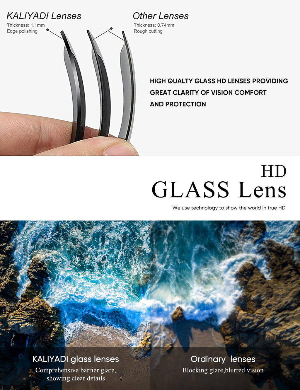 KALIYADI Polarized Sunglasses for Men and Women Semi-Rimless Frame Driving Sun glasses UV Blocking