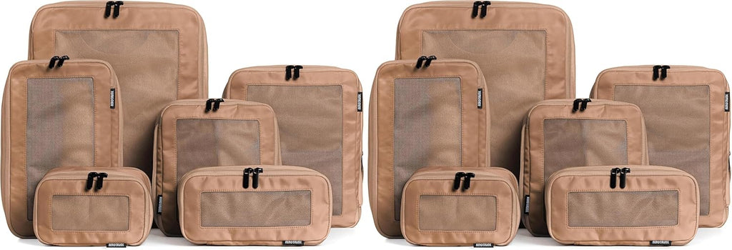 Aerotrunk Compression Packing Cubes for Travel - Luggage Organizer Bags - Double Zipper Packing Cubes for Suitcases (6-Pack, Dark Blue)