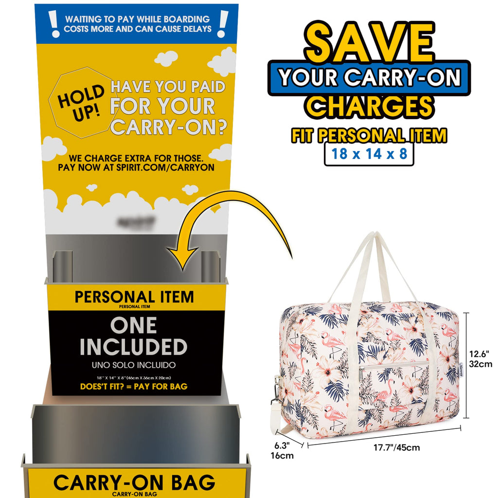 For Spirit Airlines Personal Item Bag Foldable Travel Duffel Bag Tote Carry on Luggage Duffle Overnight for Women and Men