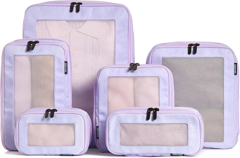 Aerotrunk Compression Packing Cubes for Travel - Luggage Organizer Bags - Double Zipper Packing Cubes for Suitcases (6-Pack, Dark Blue)