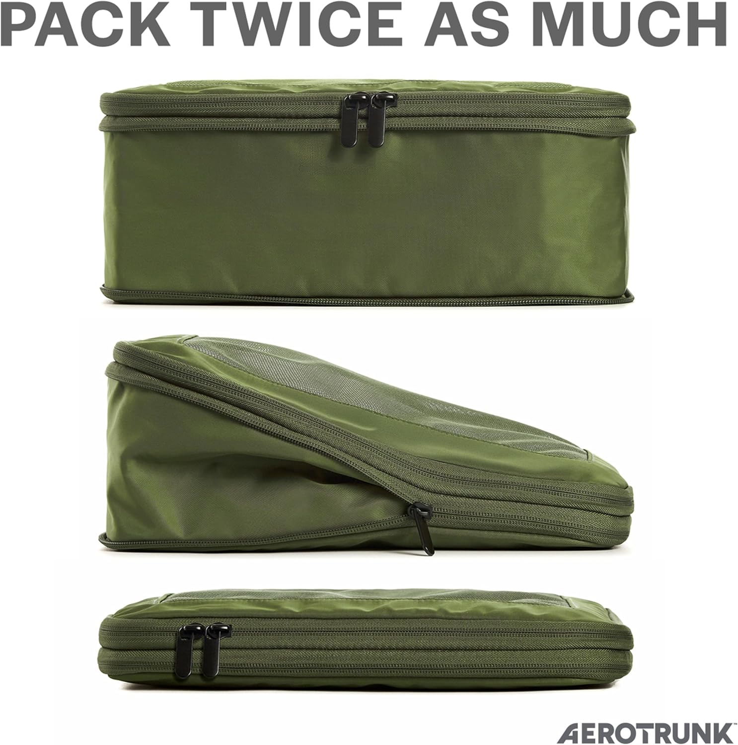 Aerotrunk Compression Packing Cubes for Travel - Luggage Organizer Bags - Double Zipper Packing Cubes for Suitcases (6-Pack, Dark Blue)