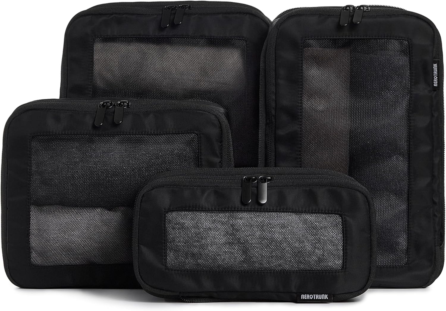 Aerotrunk Compression Packing Cubes for Travel - Luggage Organizer Bags - Double Zipper Packing Cubes for Suitcases (6-Pack, Dark Blue)