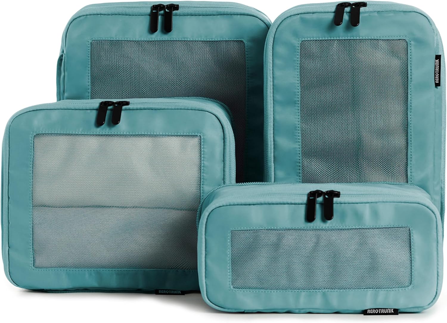 Aerotrunk Compression Packing Cubes for Travel - Luggage Organizer Bags - Double Zipper Packing Cubes for Suitcases (6-Pack, Dark Blue)