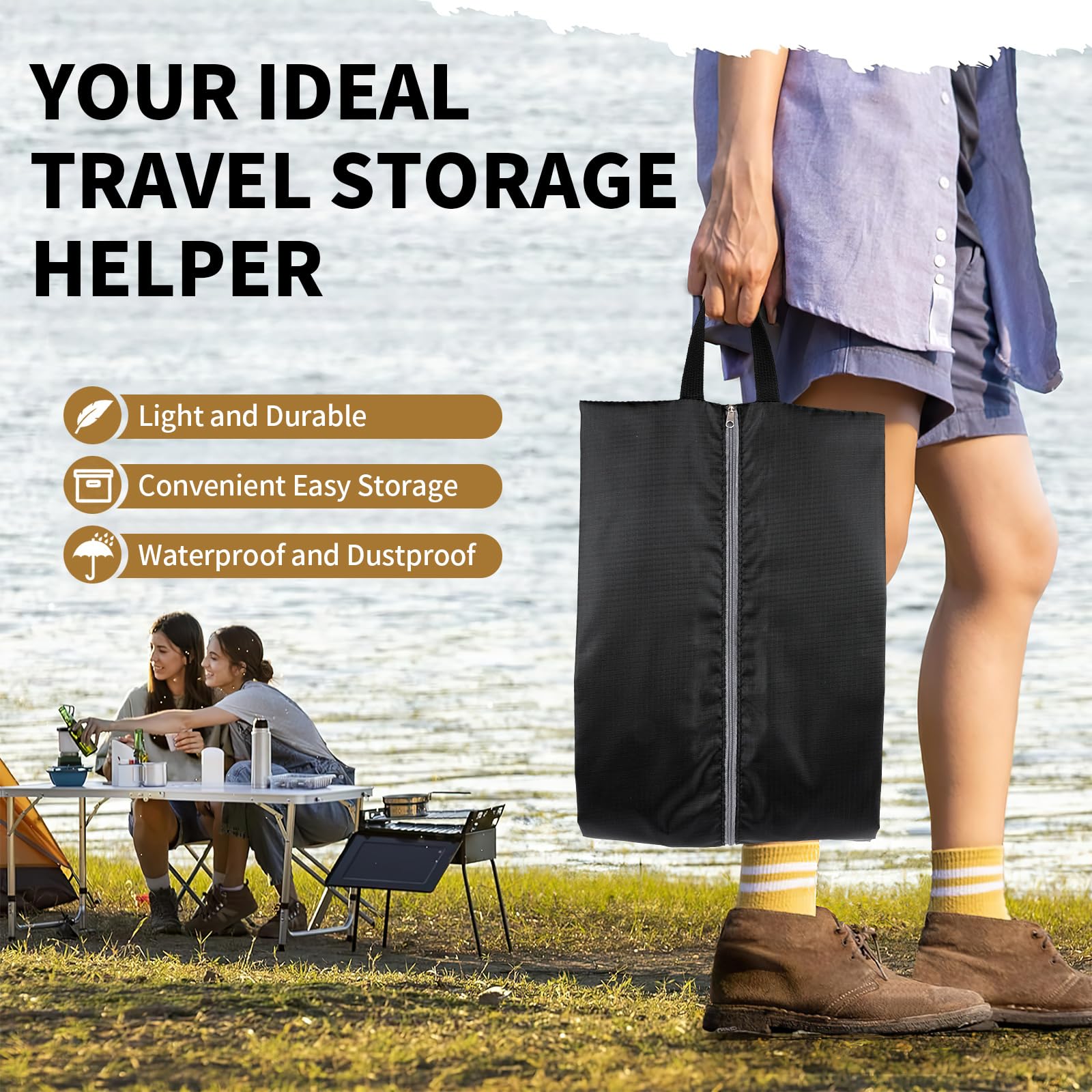 Shoe Bags for Travel, Set of 4 Pack Shoe Travel Bags for Packing, Large Waterproof Portable Travel Shoe Bag with Zipper Travel Essentials Women for and Men