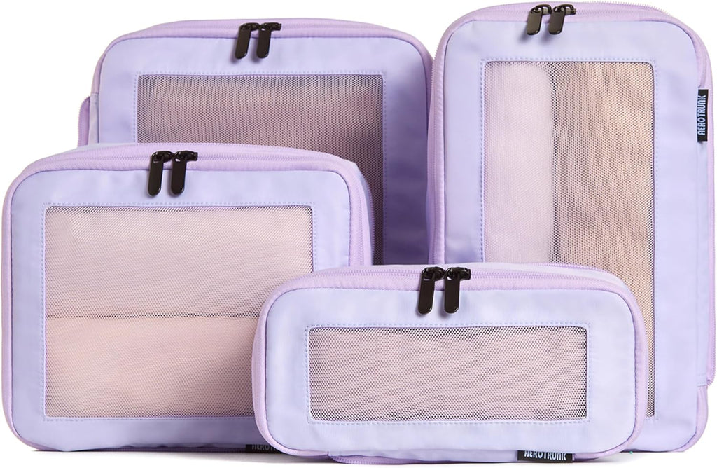 Aerotrunk Compression Packing Cubes for Travel - Luggage Organizer Bags - Double Zipper Packing Cubes for Suitcases (6-Pack, Dark Blue)