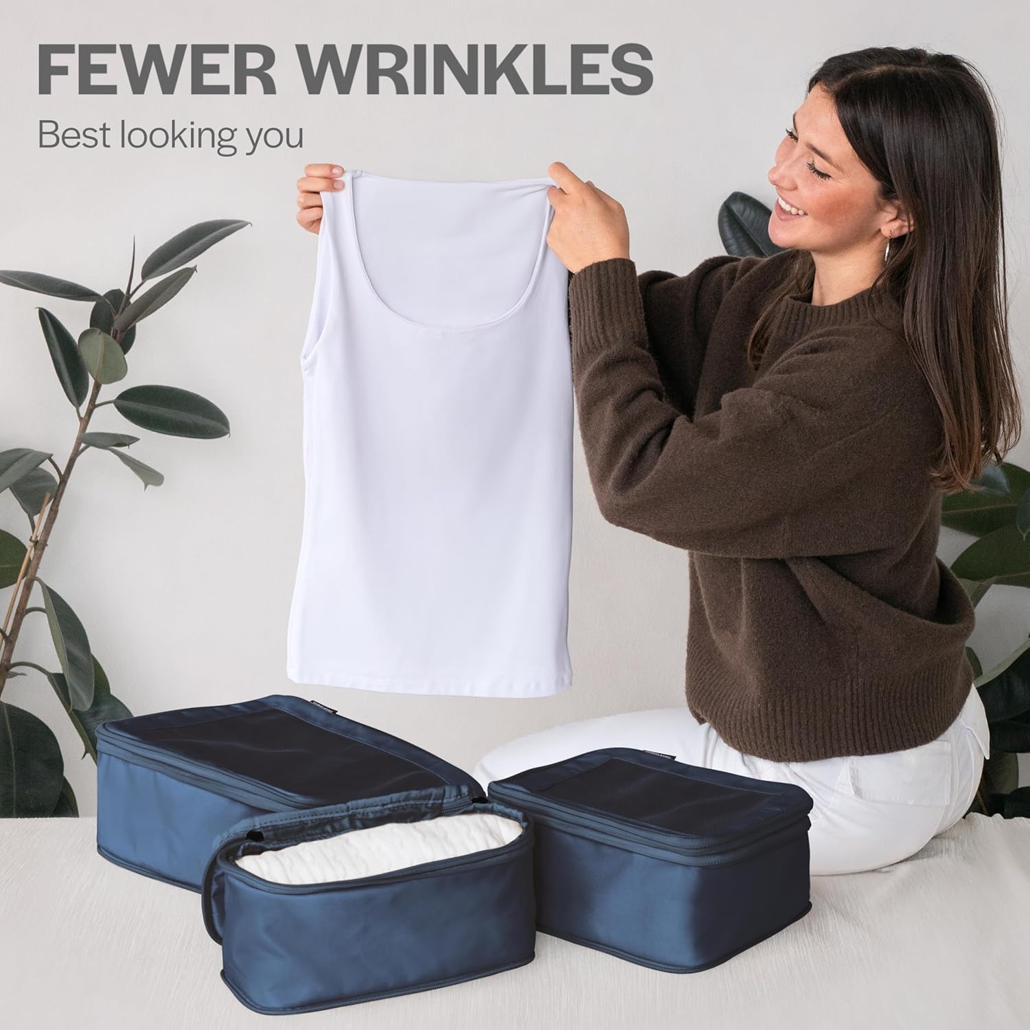 Aerotrunk Compression Packing Cubes for Travel - Luggage Organizer Bags - Double Zipper Packing Cubes for Suitcases (6-Pack, Dark Blue)