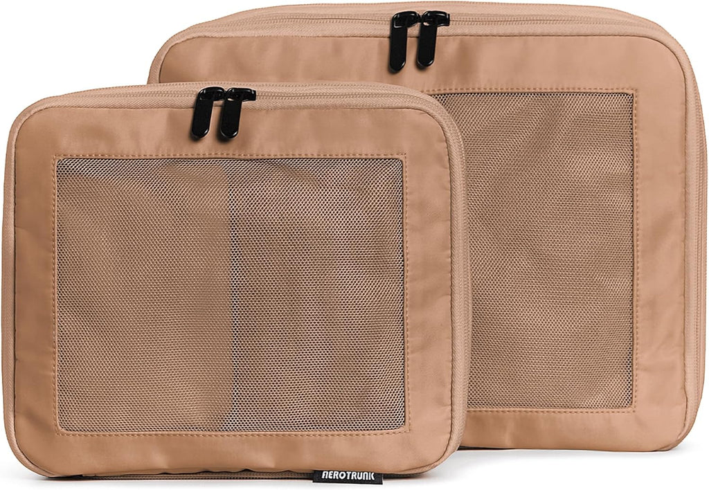 Aerotrunk Compression Packing Cubes for Travel - Luggage Organizer Bags - Double Zipper Packing Cubes for Suitcases (6-Pack, Dark Blue)