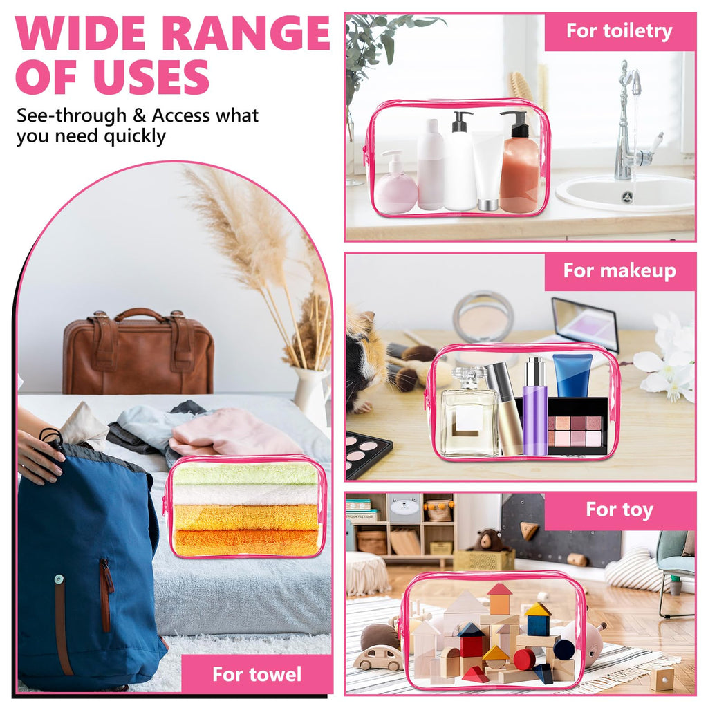 AURUZA Clear Makeup Bag,Portable Travel Toiletry Bags with Zipper, TSA Approved Clear Organizer Bags, PVC Cosmetic Pouch for Airport Airline Compliant