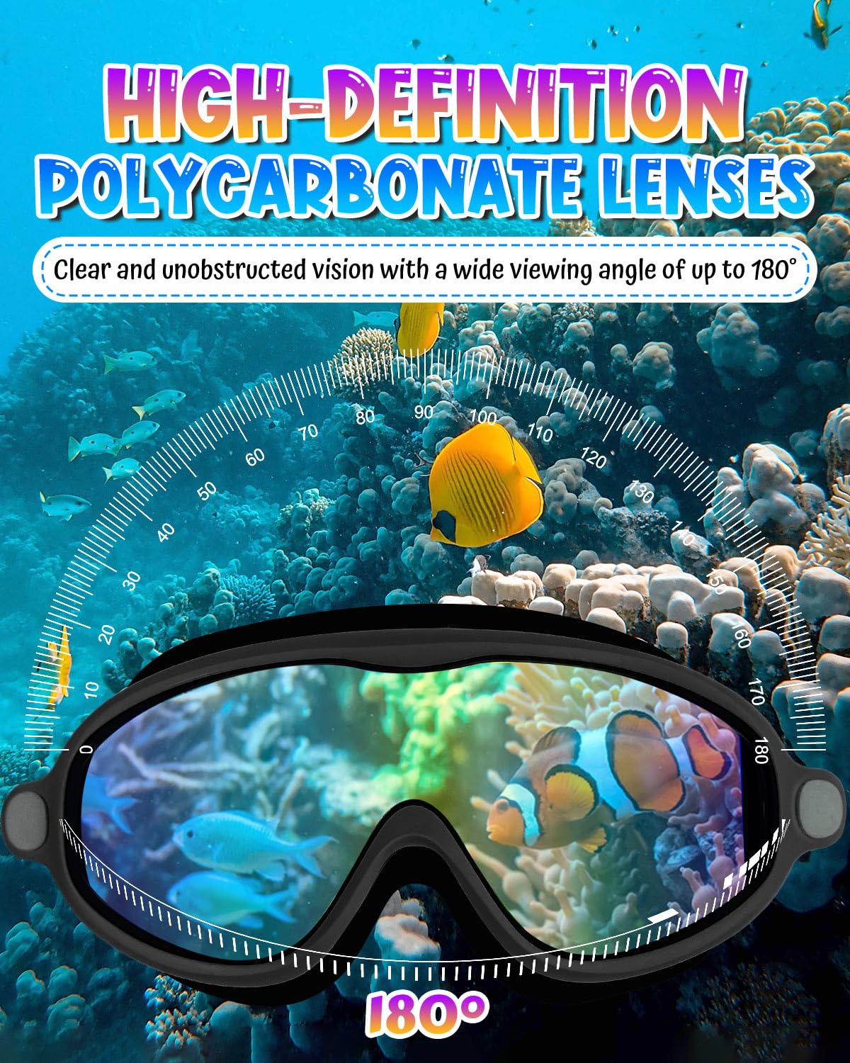 Swim Goggles 2 Pack, Wide View Anti Fog&UV Swimming Goggles for Audlt, No Leaking Swim Glasses for Men Women Kids