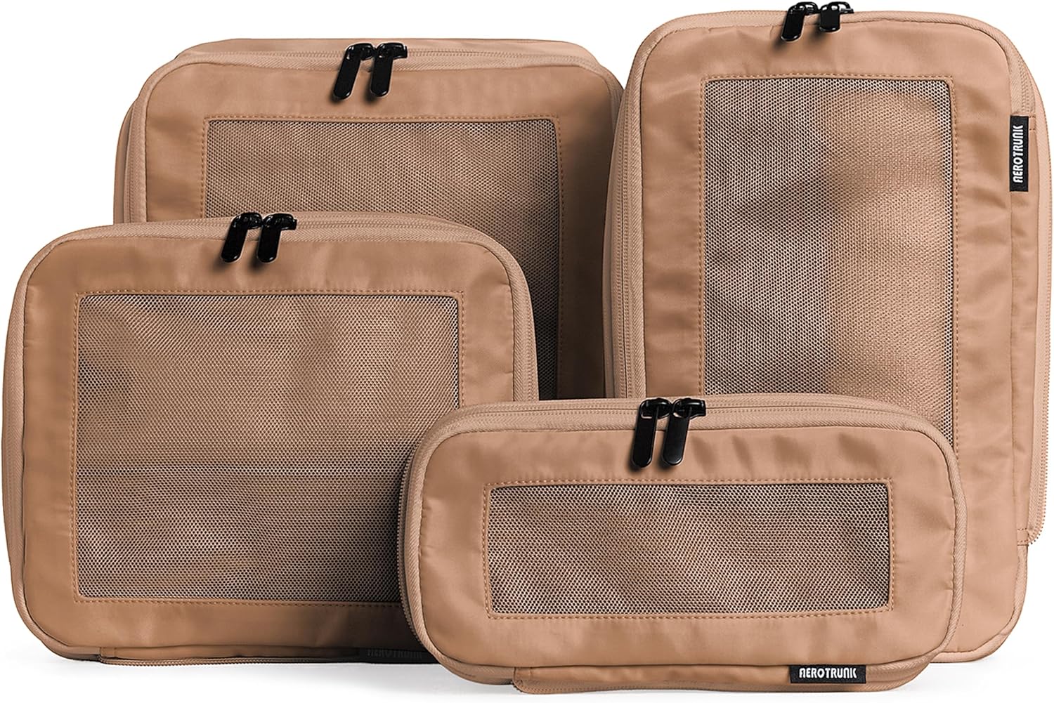 Aerotrunk Compression Packing Cubes for Travel - Luggage Organizer Bags - Double Zipper Packing Cubes for Suitcases (6-Pack, Dark Blue)