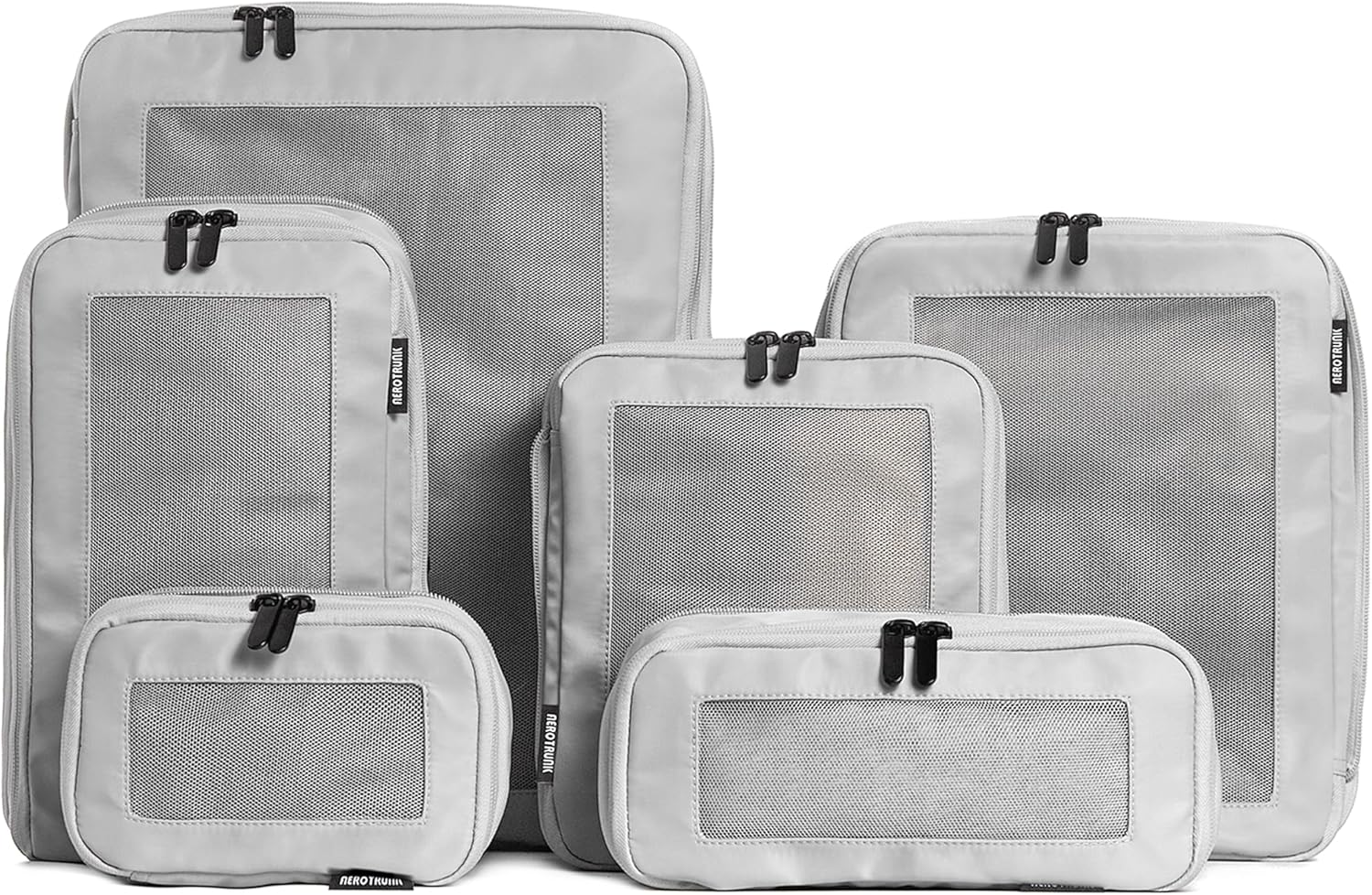 Aerotrunk Compression Packing Cubes for Travel - Luggage Organizer Bags - Double Zipper Packing Cubes for Suitcases (6-Pack, Dark Blue)