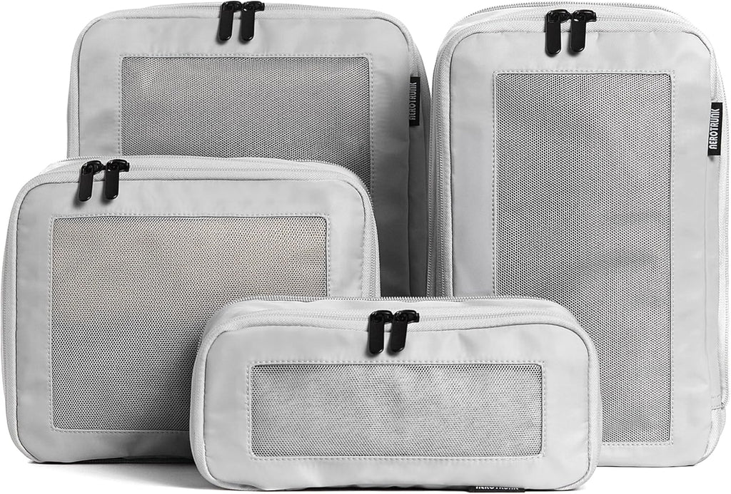 Aerotrunk Compression Packing Cubes for Travel - Luggage Organizer Bags - Double Zipper Packing Cubes for Suitcases (6-Pack, Dark Blue)